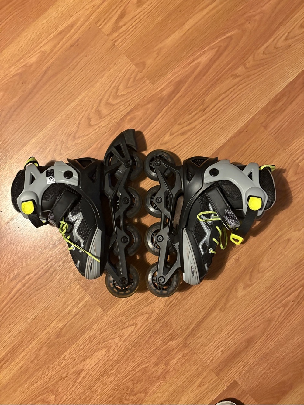 Kids Adjustable Inline Skates - Black & Gray with Yellow Accents